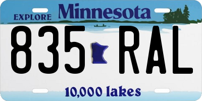 MN license plate 835RAL