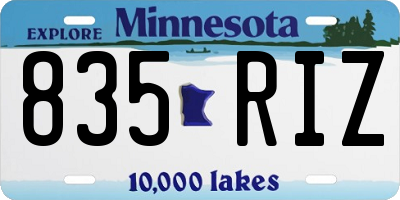 MN license plate 835RIZ