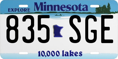 MN license plate 835SGE