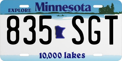 MN license plate 835SGT