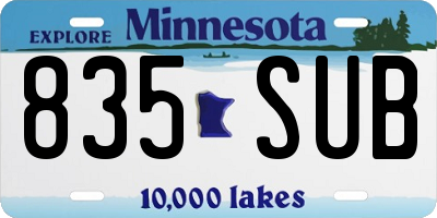 MN license plate 835SUB