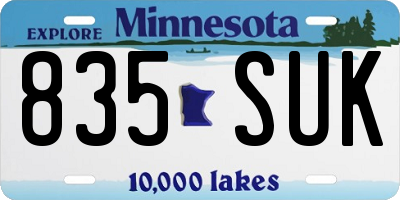 MN license plate 835SUK