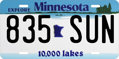 MN license plate 835SUN