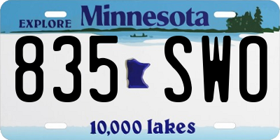 MN license plate 835SWO