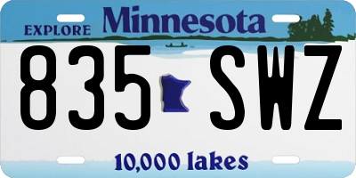MN license plate 835SWZ