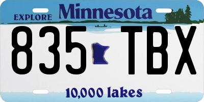 MN license plate 835TBX
