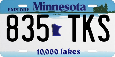 MN license plate 835TKS