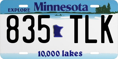 MN license plate 835TLK