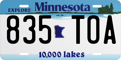 MN license plate 835TOA
