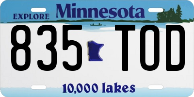 MN license plate 835TOD