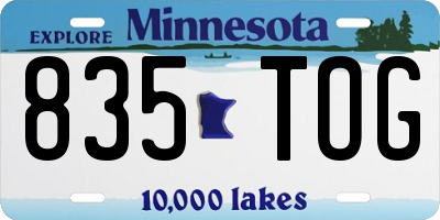 MN license plate 835TOG