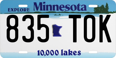 MN license plate 835TOK