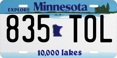 MN license plate 835TOL