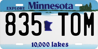 MN license plate 835TOM
