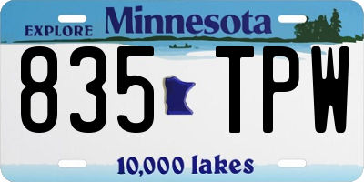 MN license plate 835TPW