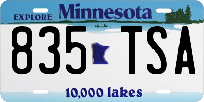 MN license plate 835TSA