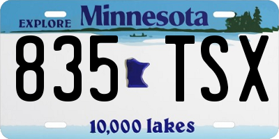MN license plate 835TSX