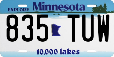 MN license plate 835TUW