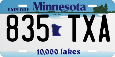 MN license plate 835TXA