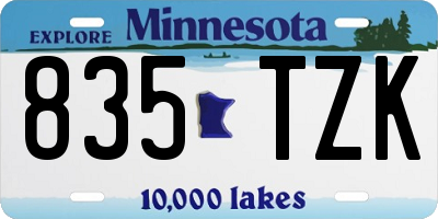 MN license plate 835TZK
