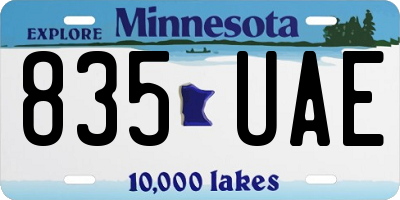 MN license plate 835UAE