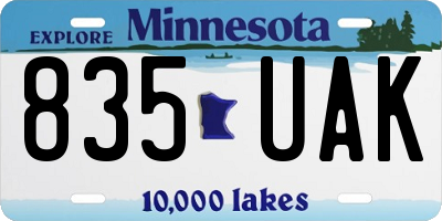 MN license plate 835UAK