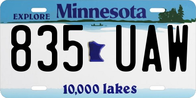MN license plate 835UAW