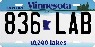 MN license plate 836LAB