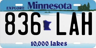 MN license plate 836LAH