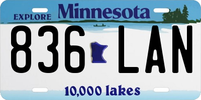 MN license plate 836LAN