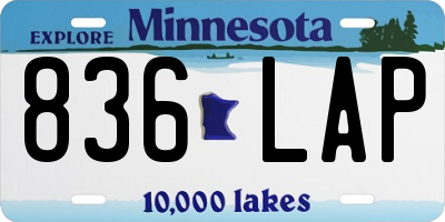 MN license plate 836LAP