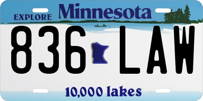 MN license plate 836LAW