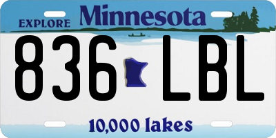 MN license plate 836LBL