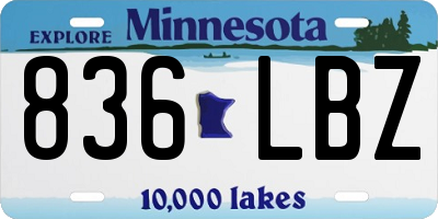 MN license plate 836LBZ
