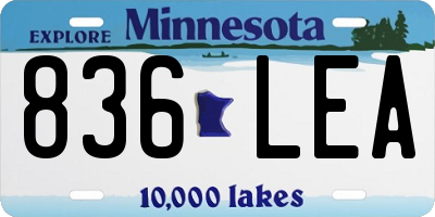 MN license plate 836LEA