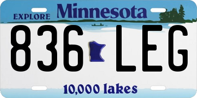 MN license plate 836LEG