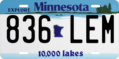 MN license plate 836LEM