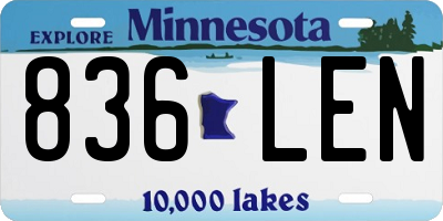 MN license plate 836LEN
