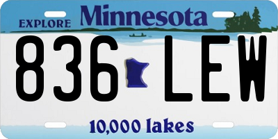 MN license plate 836LEW