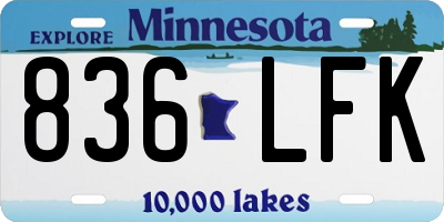 MN license plate 836LFK
