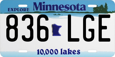 MN license plate 836LGE