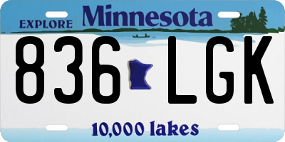 MN license plate 836LGK