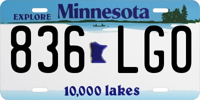 MN license plate 836LGO