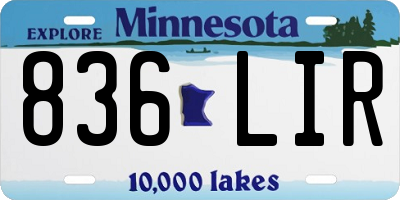 MN license plate 836LIR