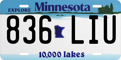 MN license plate 836LIU