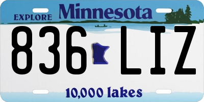 MN license plate 836LIZ