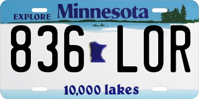 MN license plate 836LOR