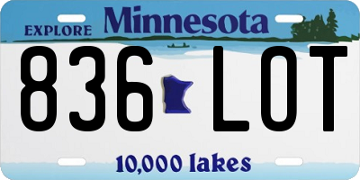 MN license plate 836LOT