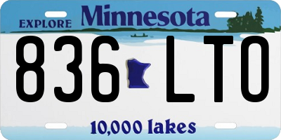 MN license plate 836LTO