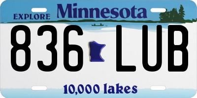 MN license plate 836LUB